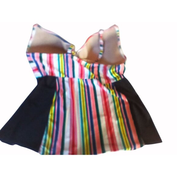 Swim Cacique Womens Tankini Swim Top Striped Multicolor Size 44DDD Padded Cups - Picture 9 of 11
